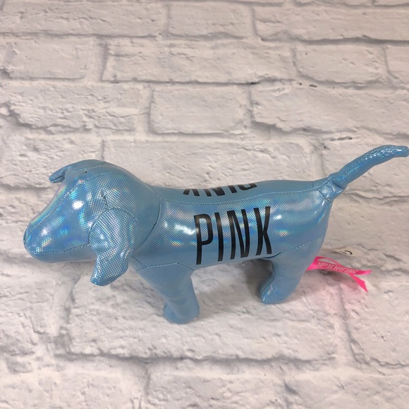 Victoria’s Secret Pink plush dog Light metallic Blue VS Pink Logo - Picture 2 of 11